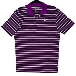 Nike Shirt Men's Dri Fit‎ Purple Striped Short Sleeve Polo Standard fit Small